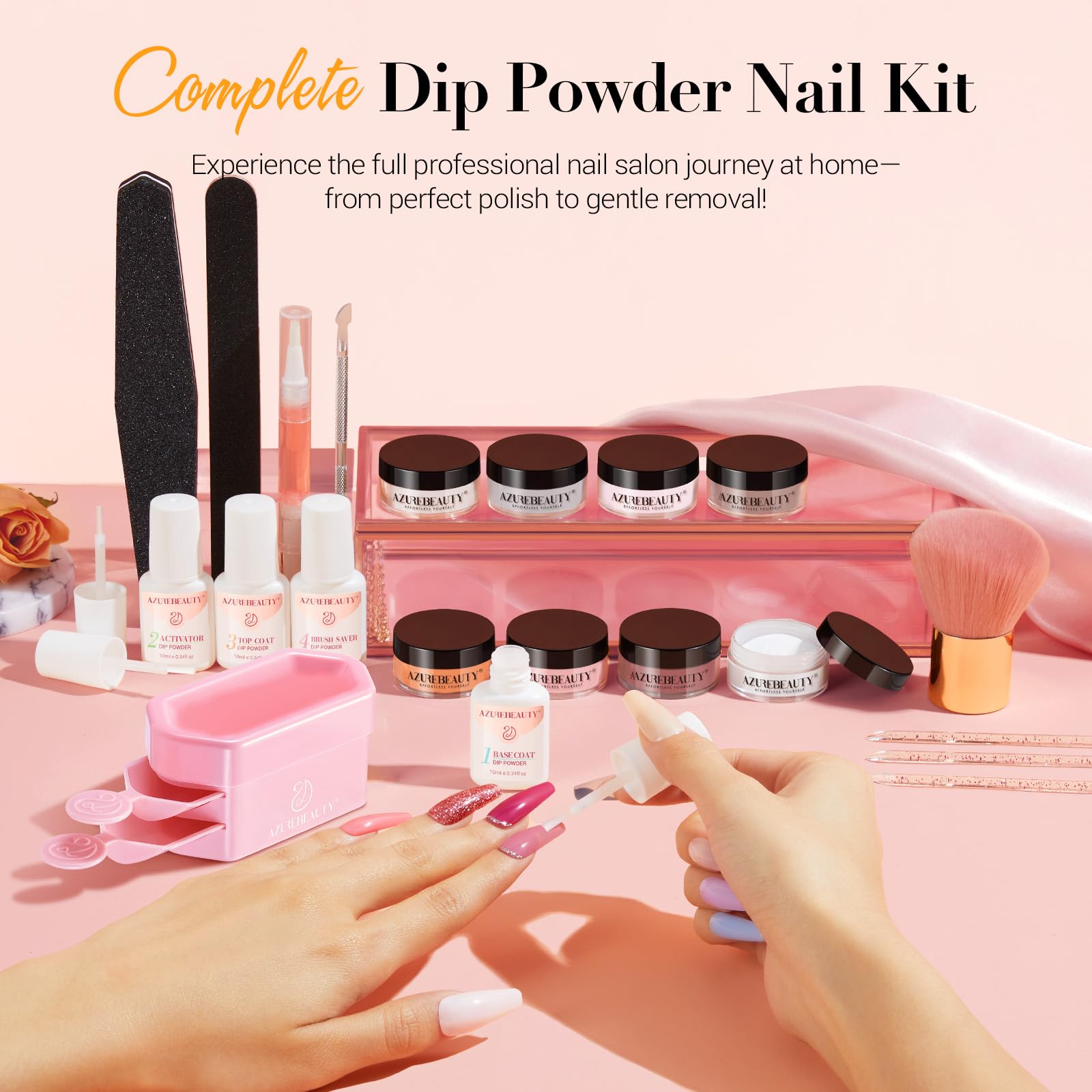 AZUREBEAUTY Dip Powder Nail Kit with Electric Drill – 24 Colors