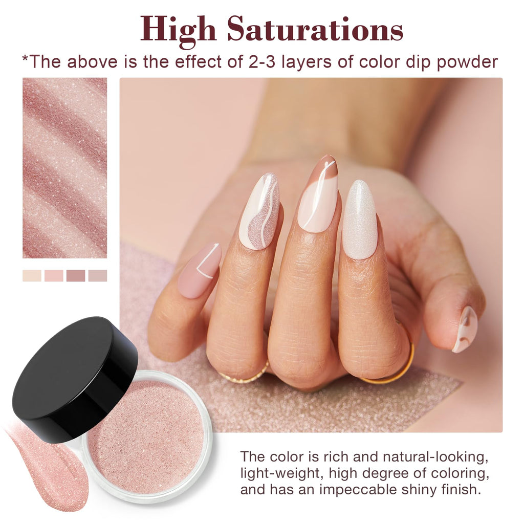 AZUREBEAUTY Dip Powder Nail Kit Starter – 4 Colors, No Lamp Needed, DIY at Home