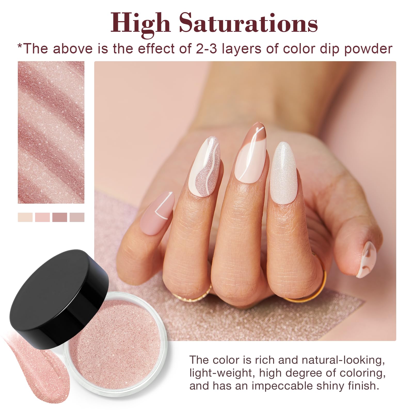AZUREBEAUTY Dip Powder Nail Kit Starter – 4 Colors, No Lamp Needed, DIY at Home