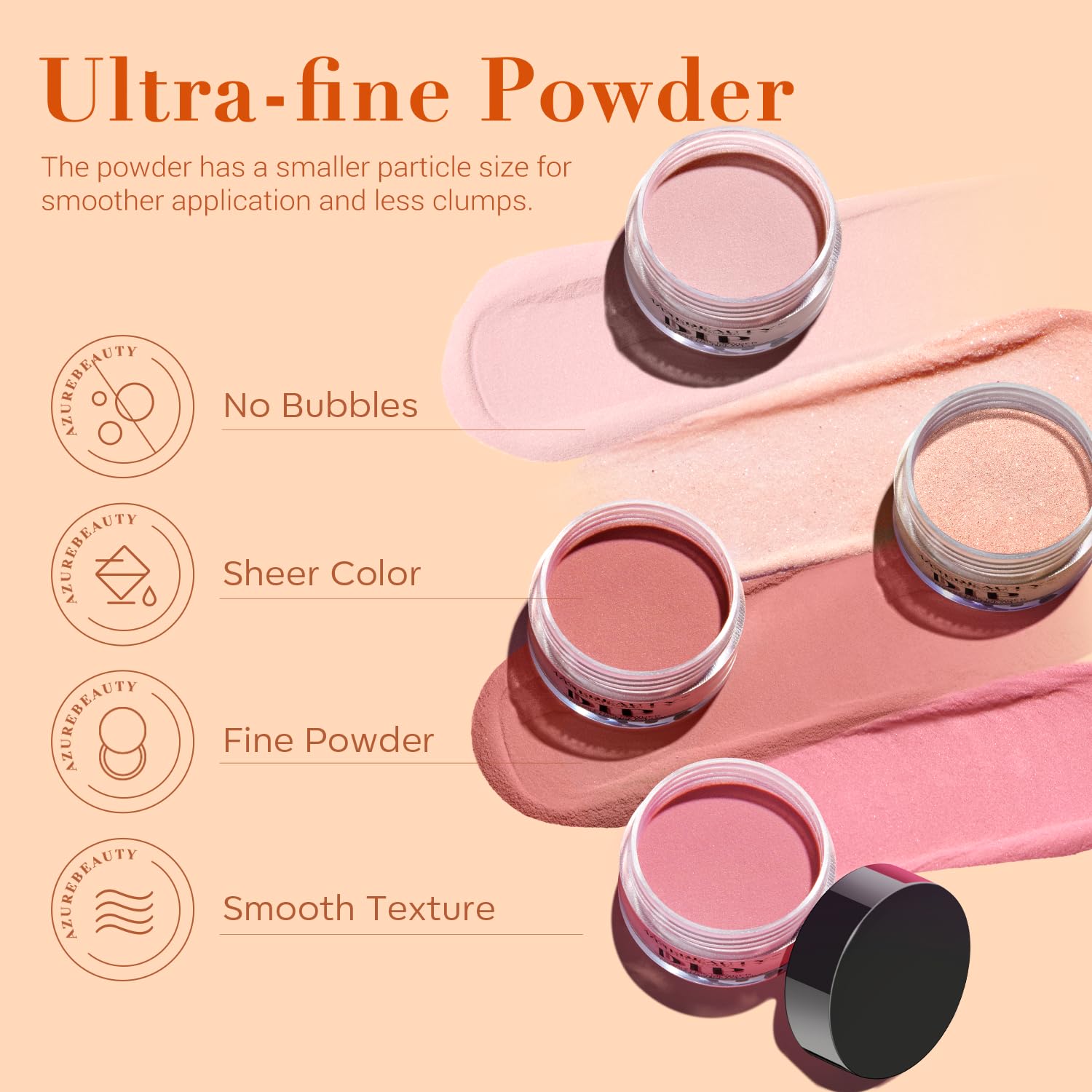 AZUREBEAUTY 30Pcs Dip Powder Nail Kit Starter with 8 Colors, Matte Top Coat, No Lamp Needed