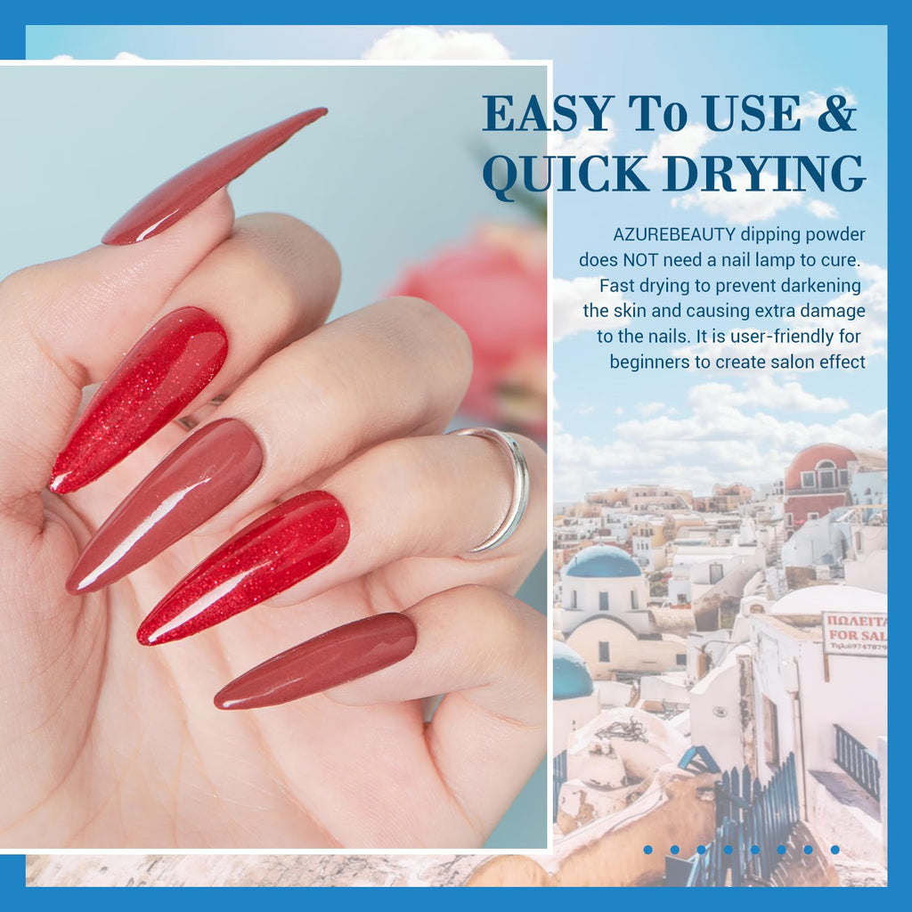 AZUREBEAUTY Dip Powder Nail Kit – 32 Colors, No Lamp Needed, Long-Lasting Shine
