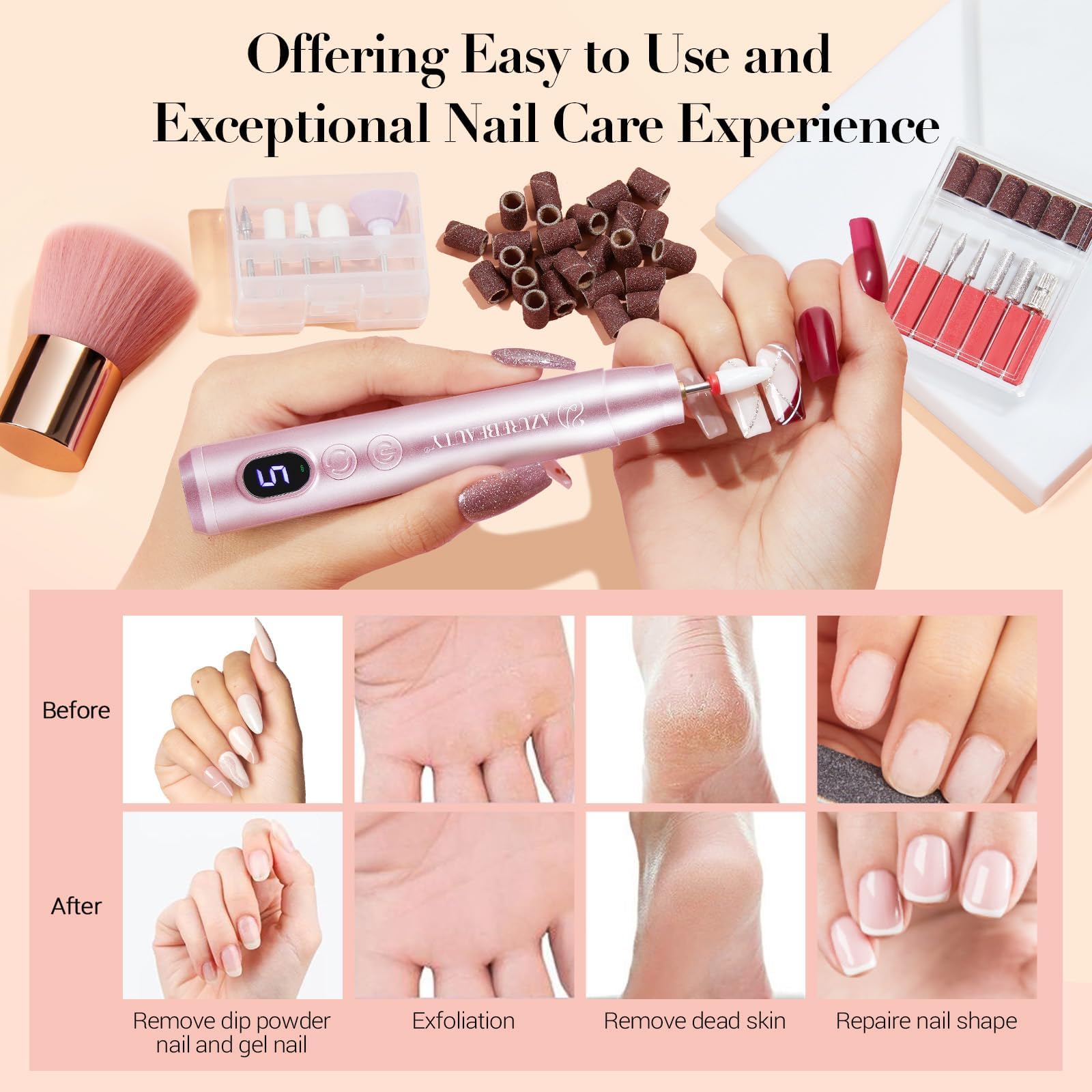 AZUREBEAUTY Dip Powder Nail Kit with Electric Drill — 24 Colors