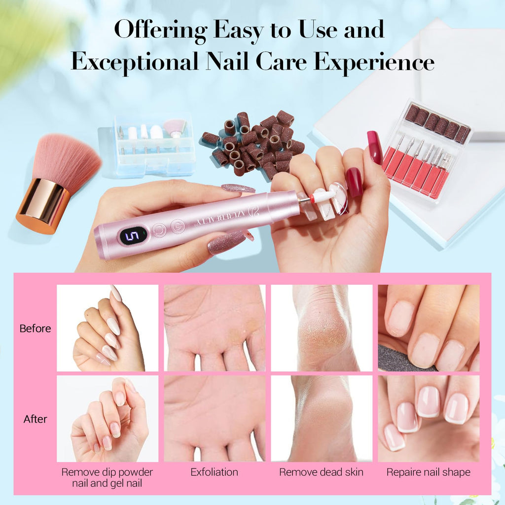 AZUREBEAUTY Dip Powder Nail Kit with Electric Drill – 24 Macaron Colors
