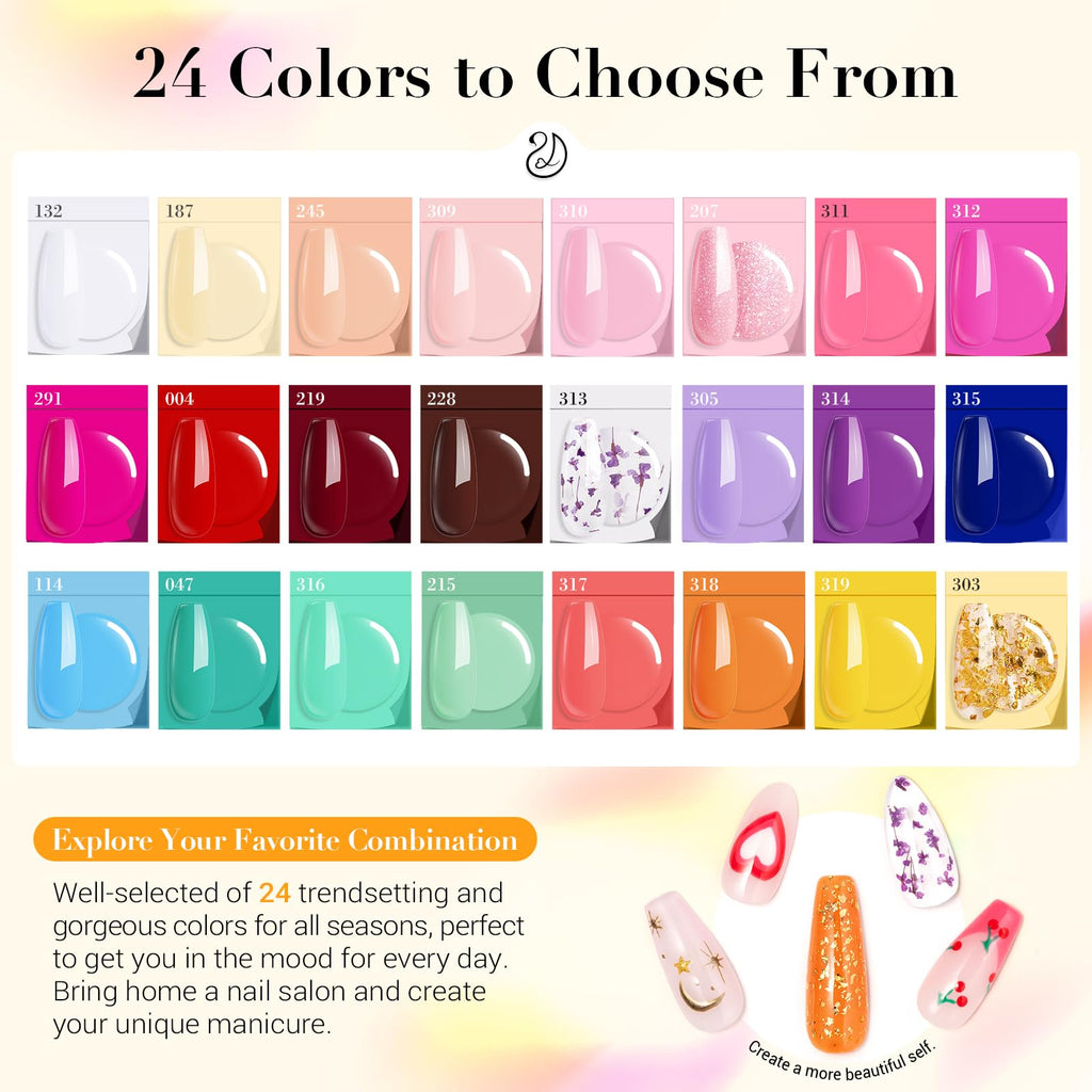AZUREBEAUTY Dip Powder Nail Kit with Electric Drill – 24 Colors