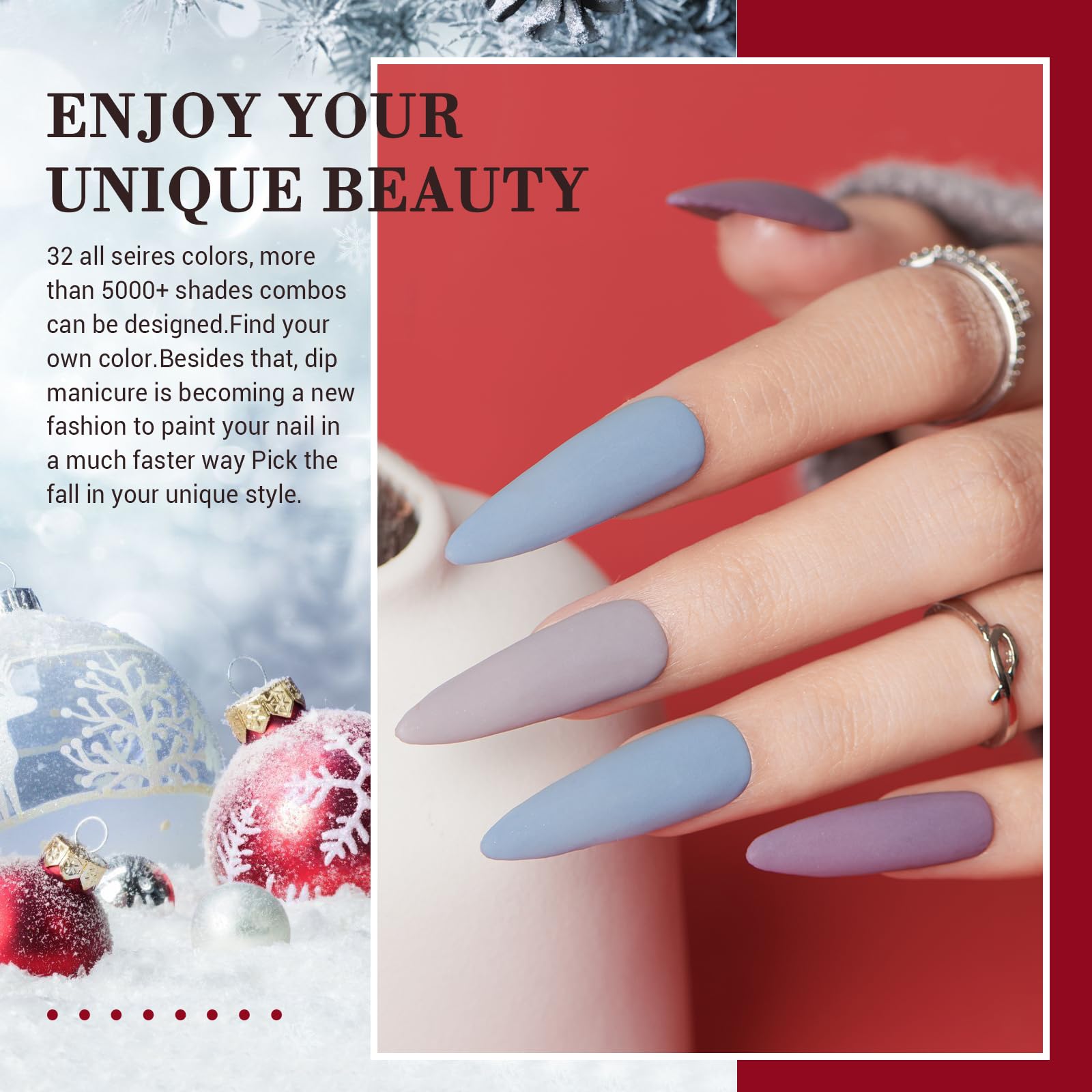 AZUREBEAUTY Dip Powder Nail Kit – 32 Colors, No Lamp Needed, Long-Lasting Shine