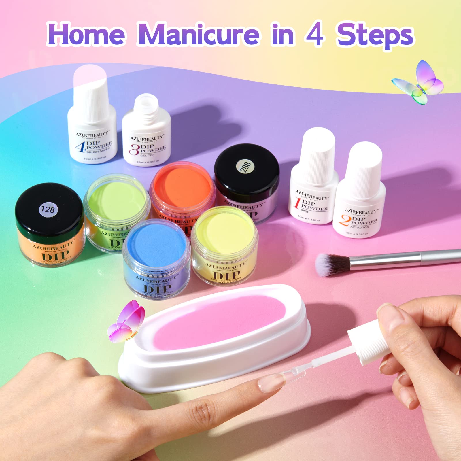 AZUREBEAUTY Nail Polish Set — 4 Colors + Top Coat, Quick-Dry, Natural Finish