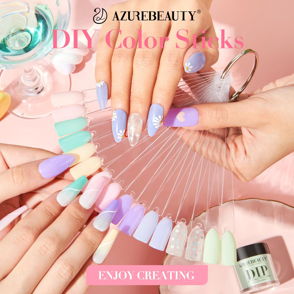 AZUREBEAUTY 30Pcs Dip Powder Kit Starter – 8 Summer Macarons Colors (Pink, Pastel Blue, Green Glitter) + Base/Activator/Matte Top Coat