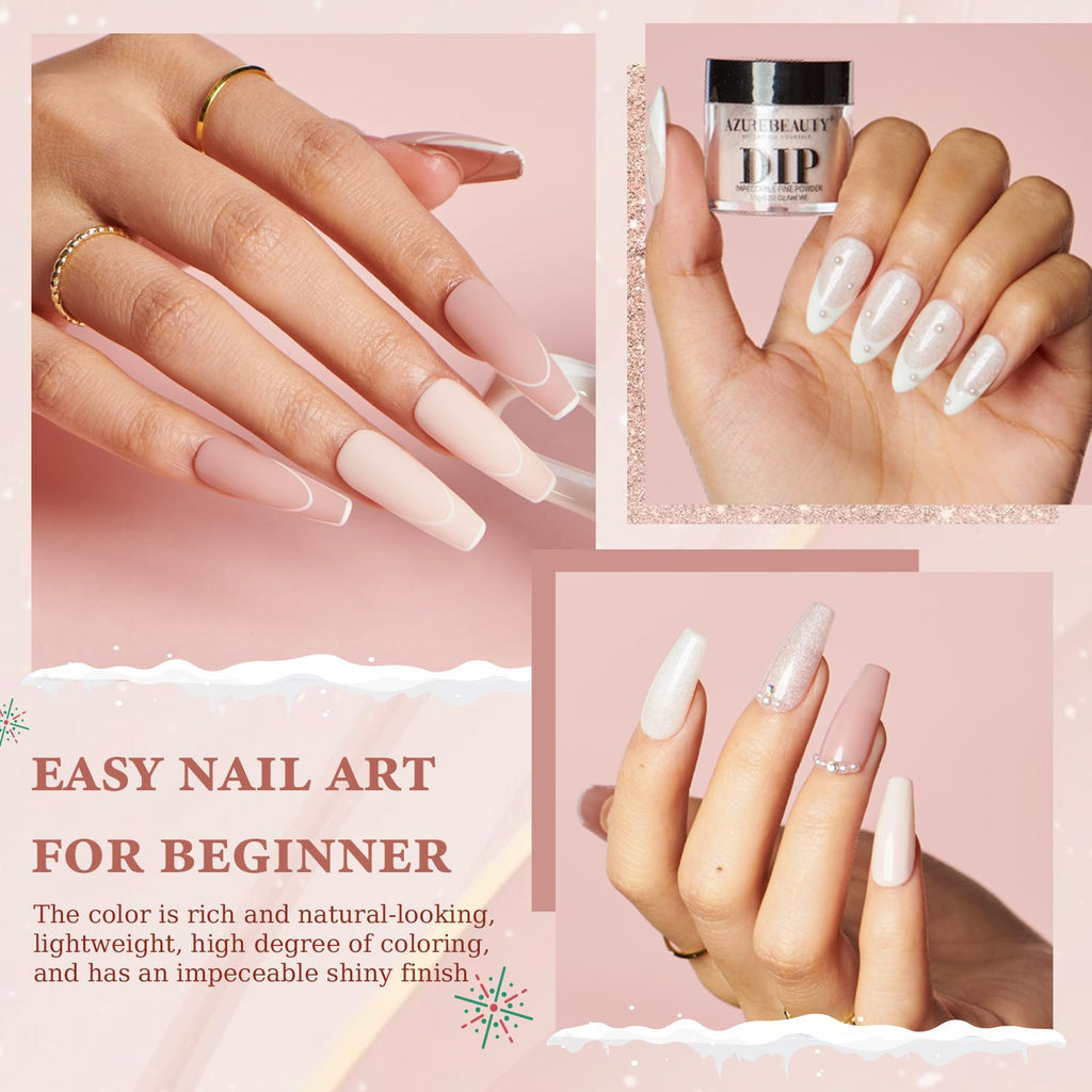 AZUREBEAUTY Dip Powder Nail Kit Starter – 4 Colors, No Lamp Needed, DIY at Home