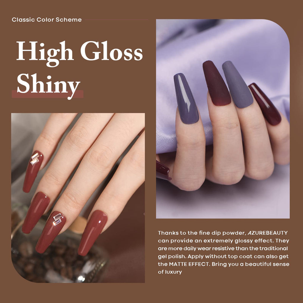 AZUREBEAUTY Brown Nude Nail Polish Set – Quick-Dry Lacquer & Strengthening Top Coat