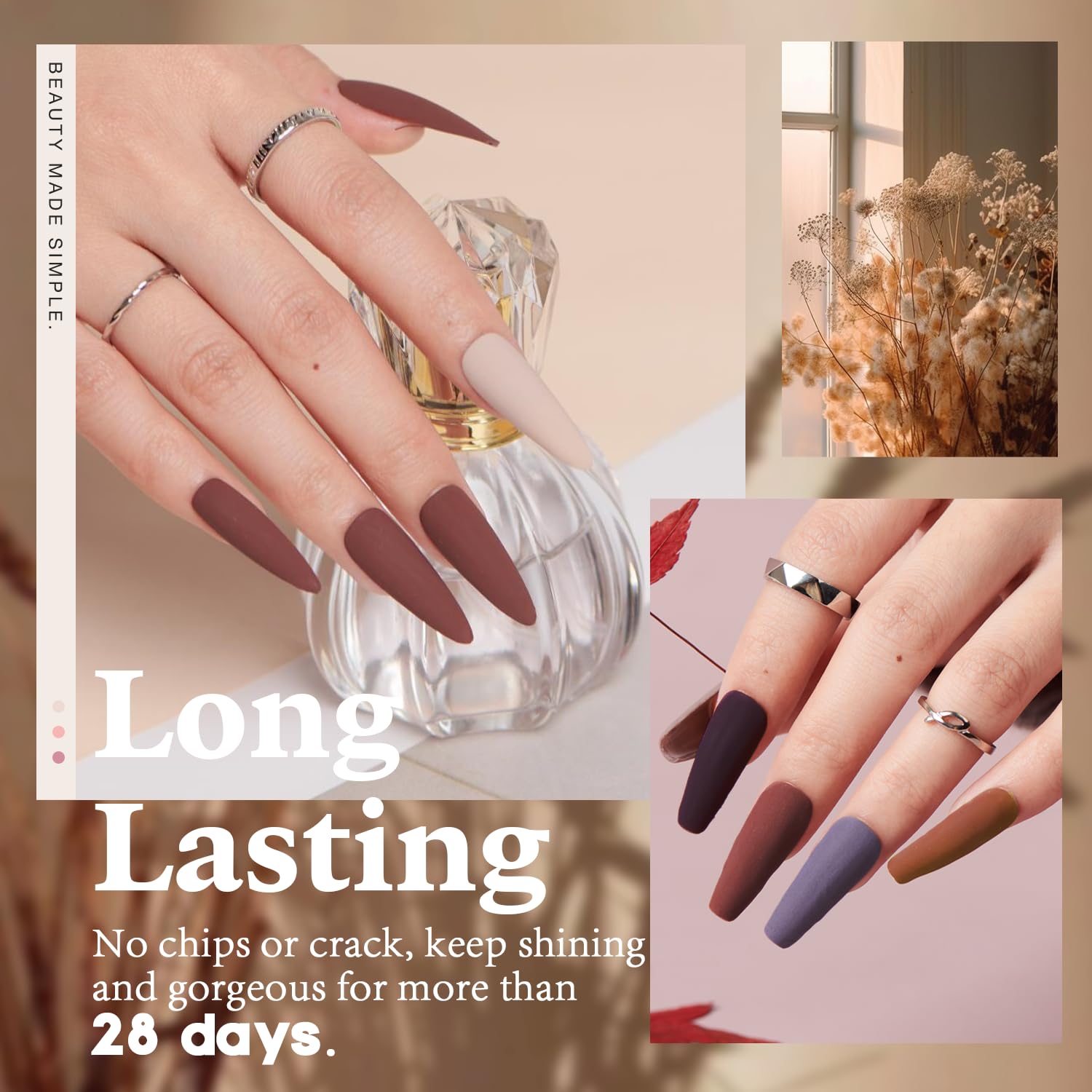 AZUREBEAUTY Brown Nude Nail Polish Set – Quick-Dry Lacquer & Strengthening Top Coat