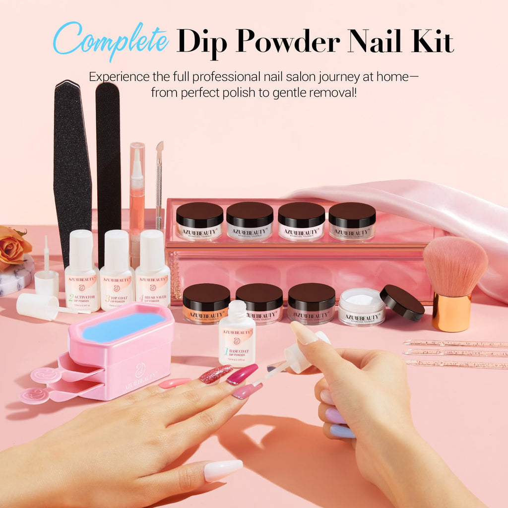 AZUREBEAUTY Dip Powder Nail Kit with Electric Drill – 24 Macaron Colors