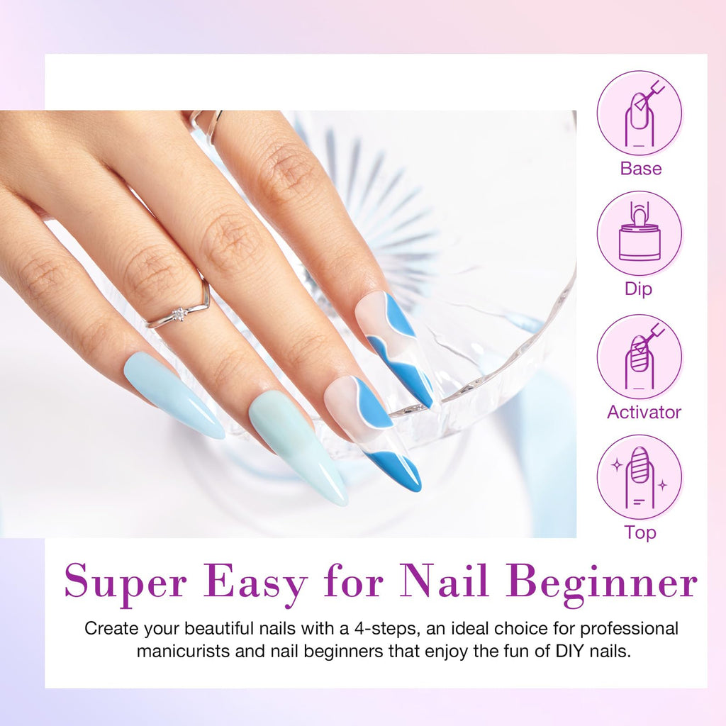 AZUREBEAUTY 170Pcs Dip Powder Nail Kit Starter – 36 Colors, No Lamp Needed