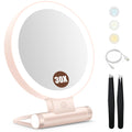 B Beauty Planet Magnifying Mirror with Light 30X — Dual-Sided 1X/30X, Pink, 2000mAh