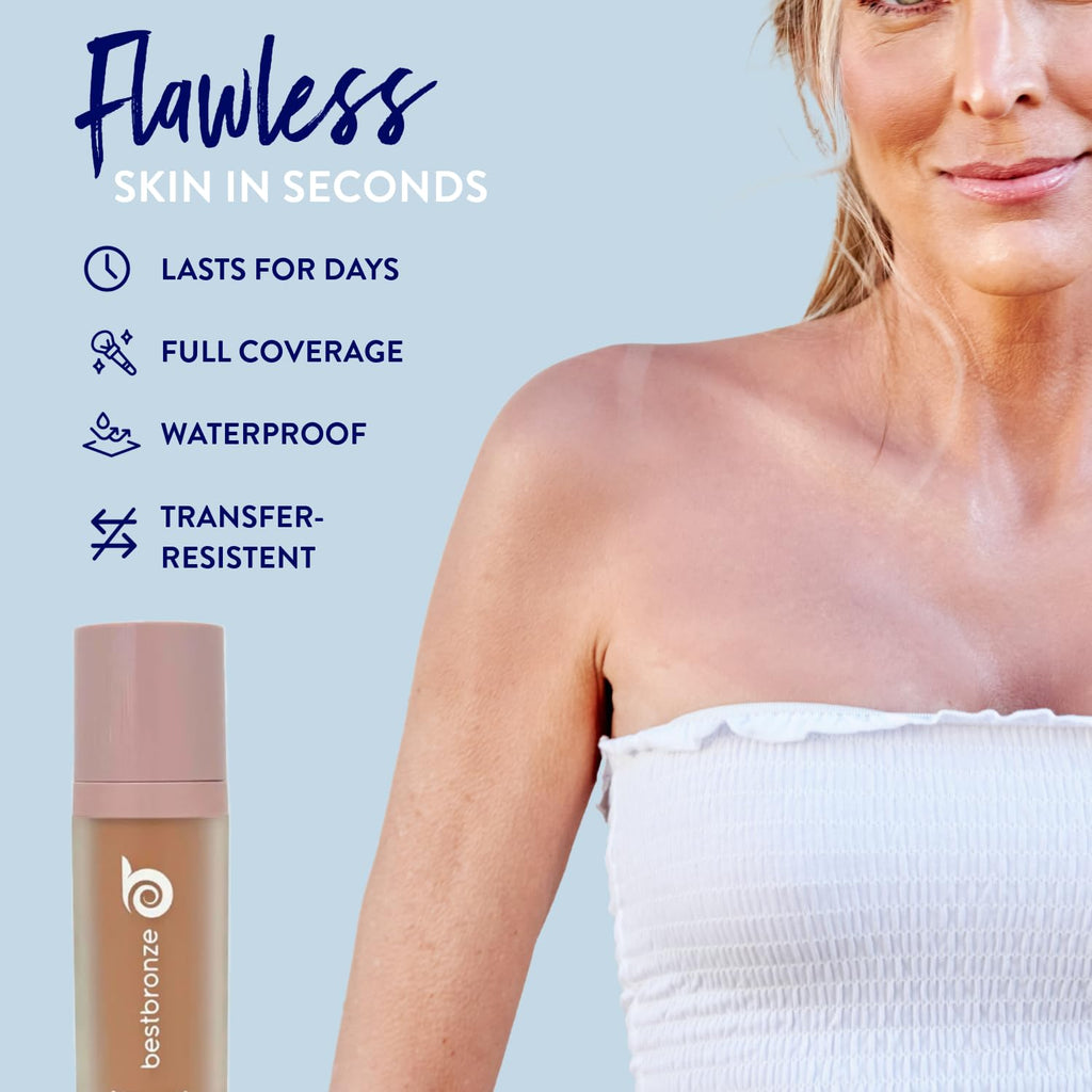 B BESTBRONZE Body Makeup Concealer – Waterproof Tattoo Cover Up & Full Coverage for Legs & Scars (NC50 Rich Brown, 3.4 fl oz)