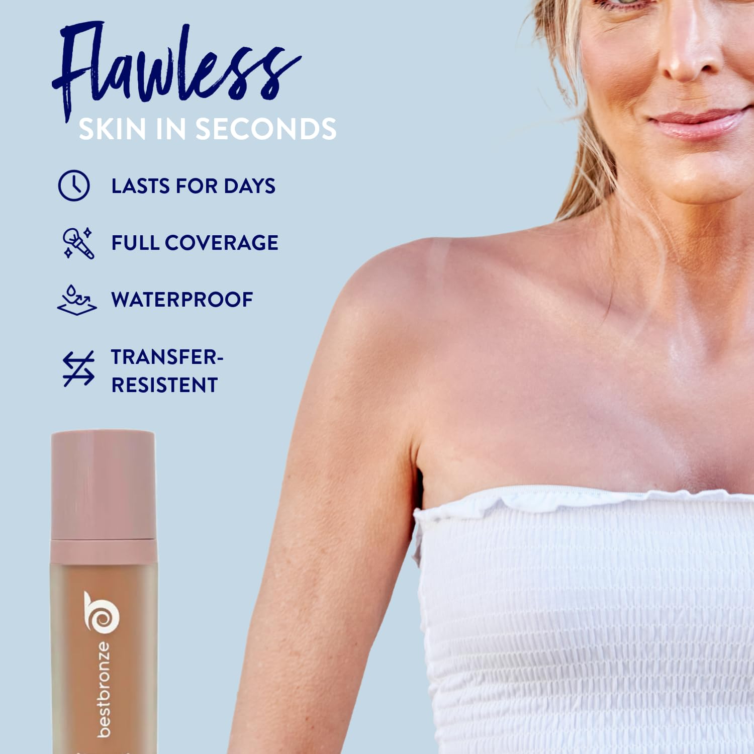 B BESTBRONZE Body Makeup Concealer – Waterproof Tattoo Cover Up & Full Coverage for Legs & Scars (NC50 Rich Brown, 3.4 fl oz)