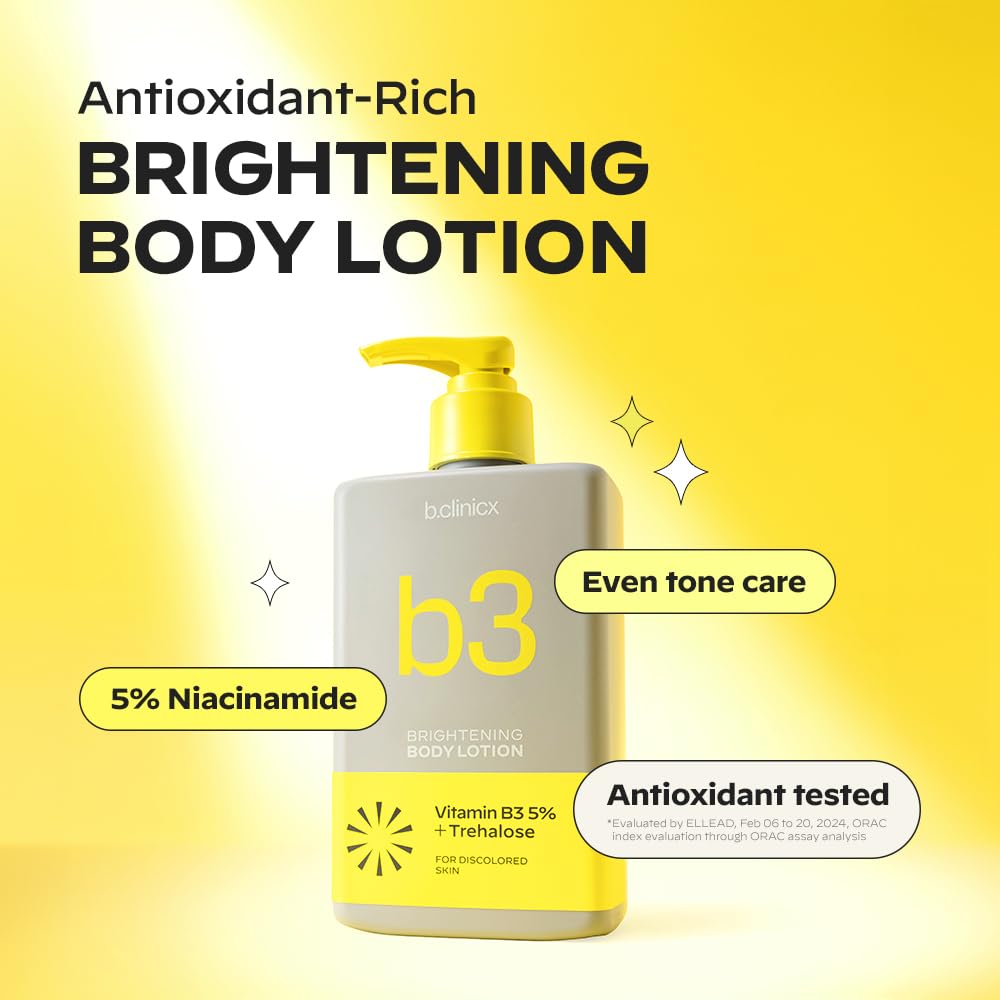 b.clinicx Niacinamide 5% Brightening Body Lotion – Even Skin Tone, Antioxidant-Rich (300ml)