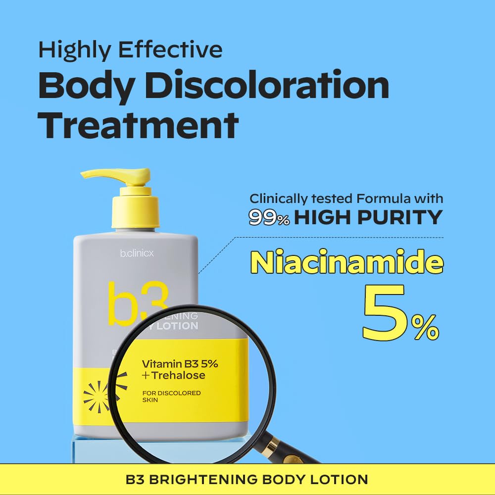 b.clinicx Niacinamide 5% Brightening Body Lotion – Even Skin Tone, Antioxidant-Rich (300ml)