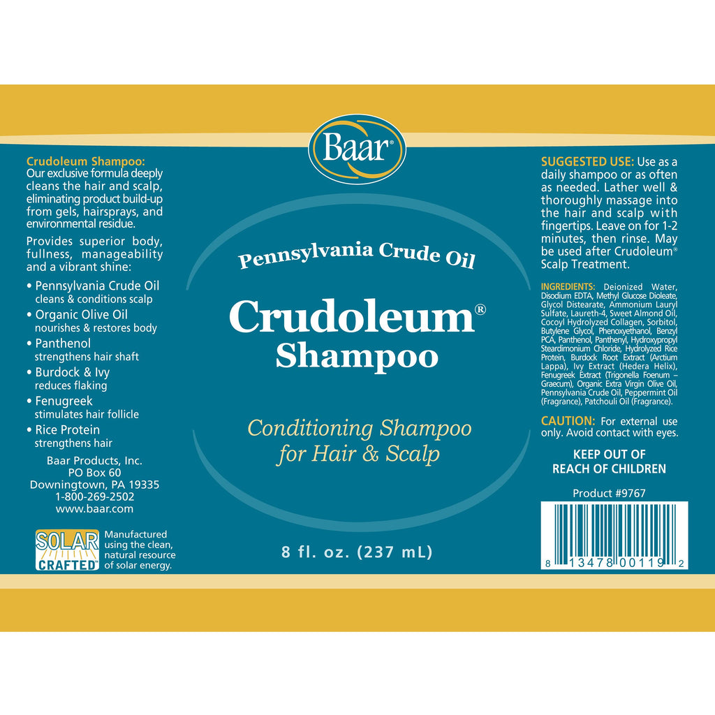 Baar Crudoleum Shampoo – 3-in-1 Pennsylvania Crude Oil, 8 oz