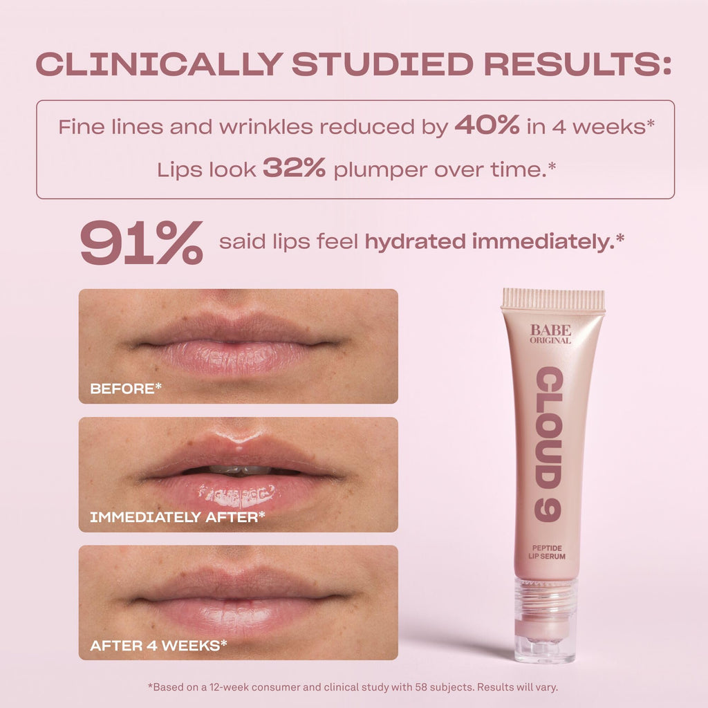 BABE ORIGINAL Cloud 9 Lip Serum | Hydrating Lip Treatment with Cloudberry Oil, Peptides & Hyaluronic Acid