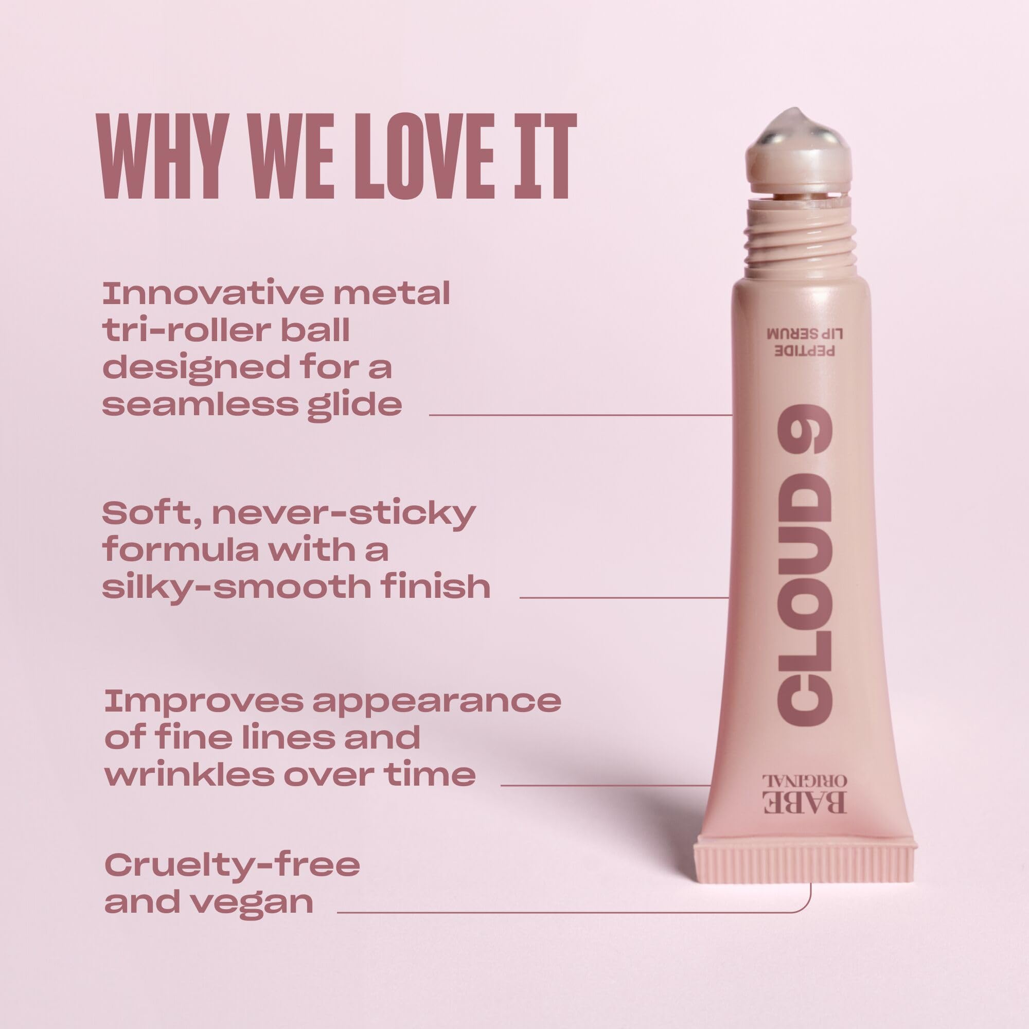 BABE ORIGINAL Cloud 9 Lip Serum | Hydrating Lip Treatment with Cloudberry Oil, Peptides & Hyaluronic Acid