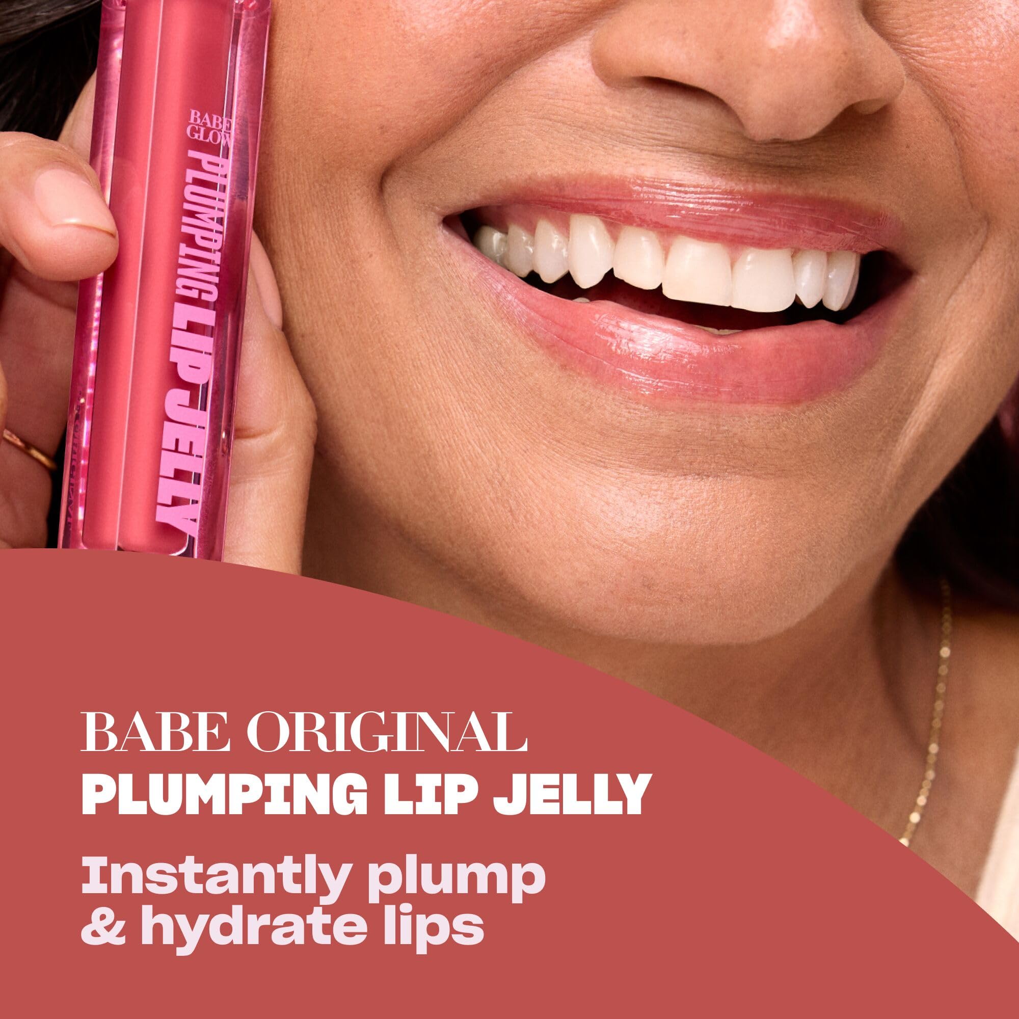 BABE ORIGINAL Glow Plumping Lip Jelly Rose – High Shine Hydrating Lip Gloss