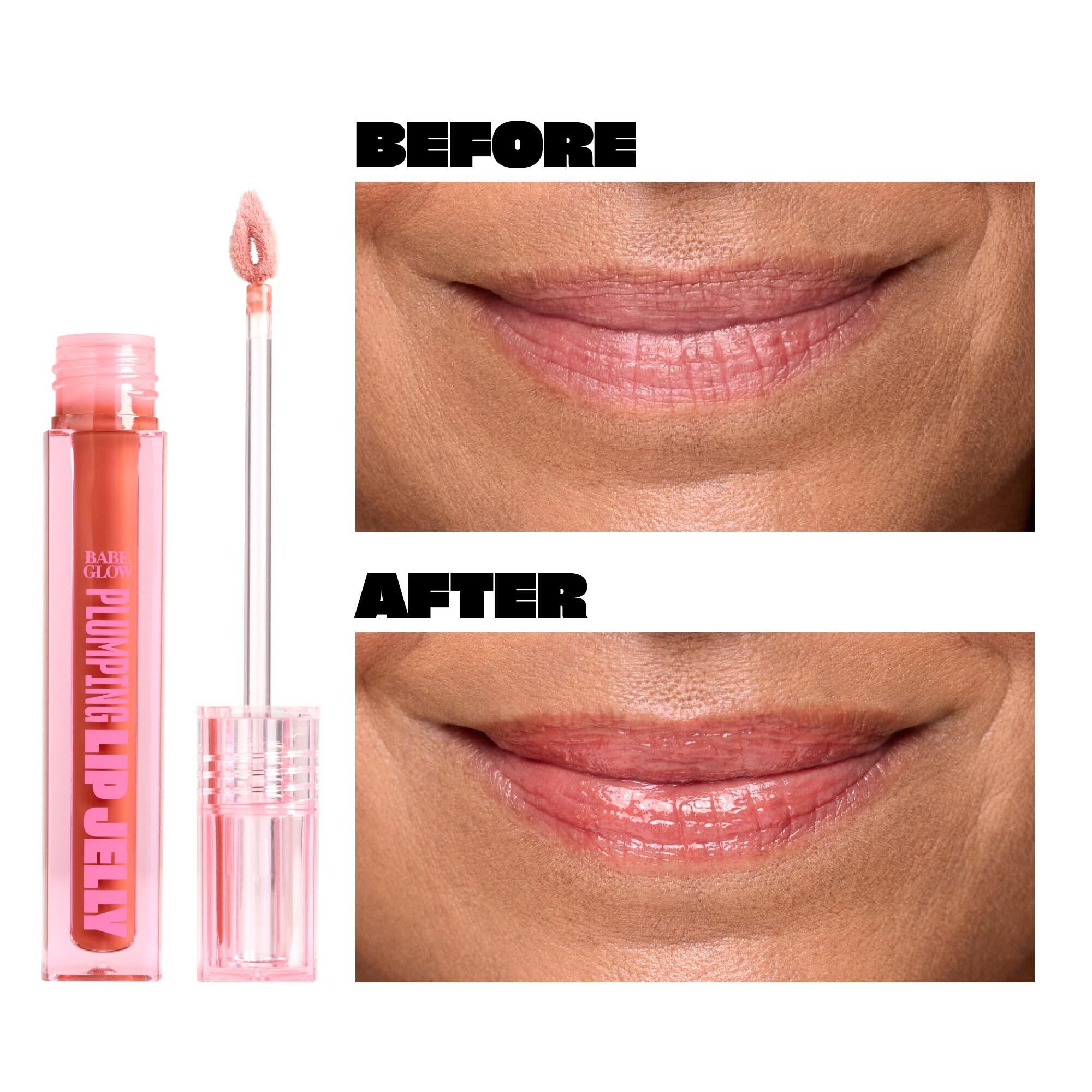 BABE ORIGINAL Glow Plumping Lip Jelly Rose – High Shine Hydrating Lip Gloss
