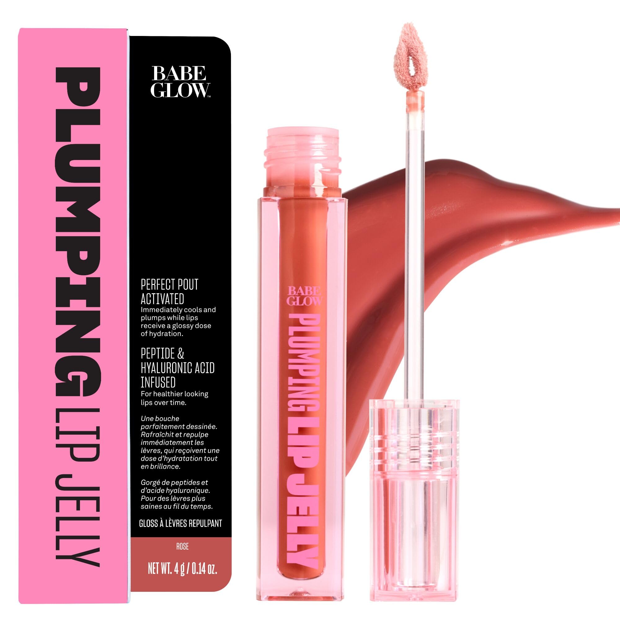 BABE ORIGINAL Glow Plumping Lip Jelly Rose – High Shine Hydrating Lip Gloss