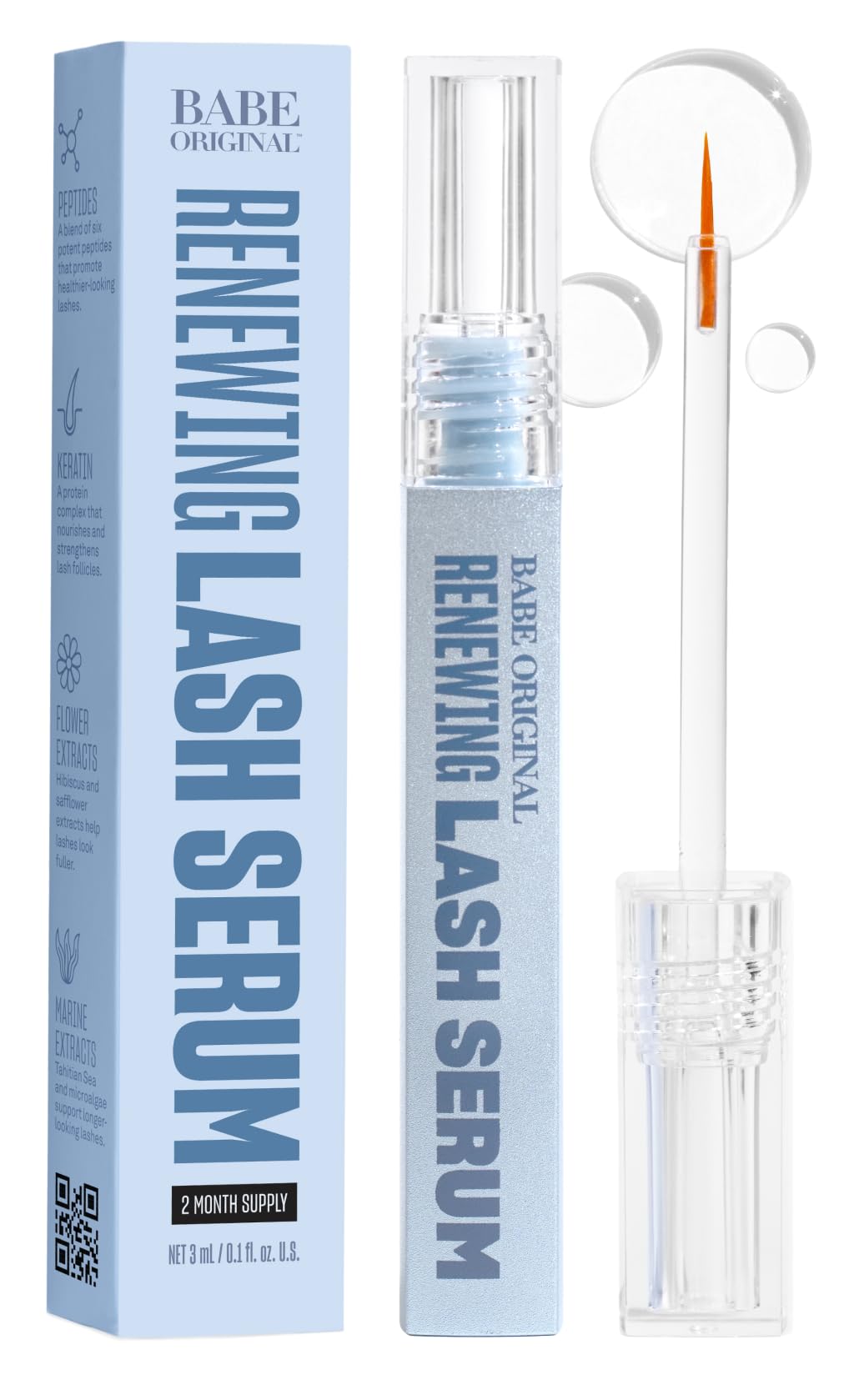 BABE ORIGINAL Renewing Lash Serum – Pro-6 Peptide Complex for Fuller, Longer-Looking Lashes