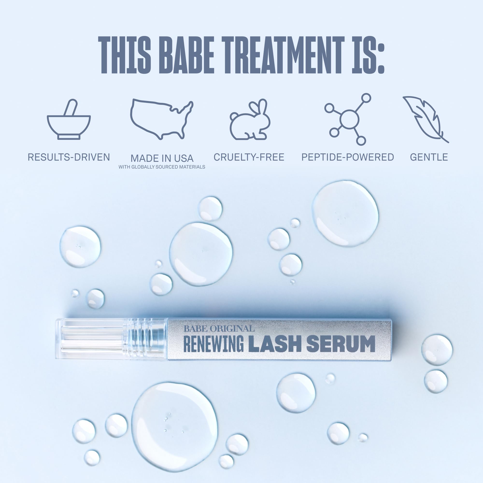 BABE ORIGINAL Renewing Lash Serum | Peptide-Infused for Fuller, Longer-Looking Lashes | 6mL | Cruelty-Free