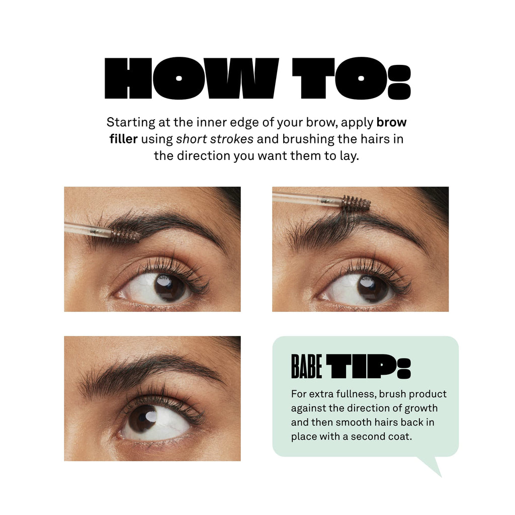 BABE ORIGINAL Volumizing Eyebrow Filler — Tint Brow Gel with Peptides & Biotin for Fuller, Long-Lasting Brows