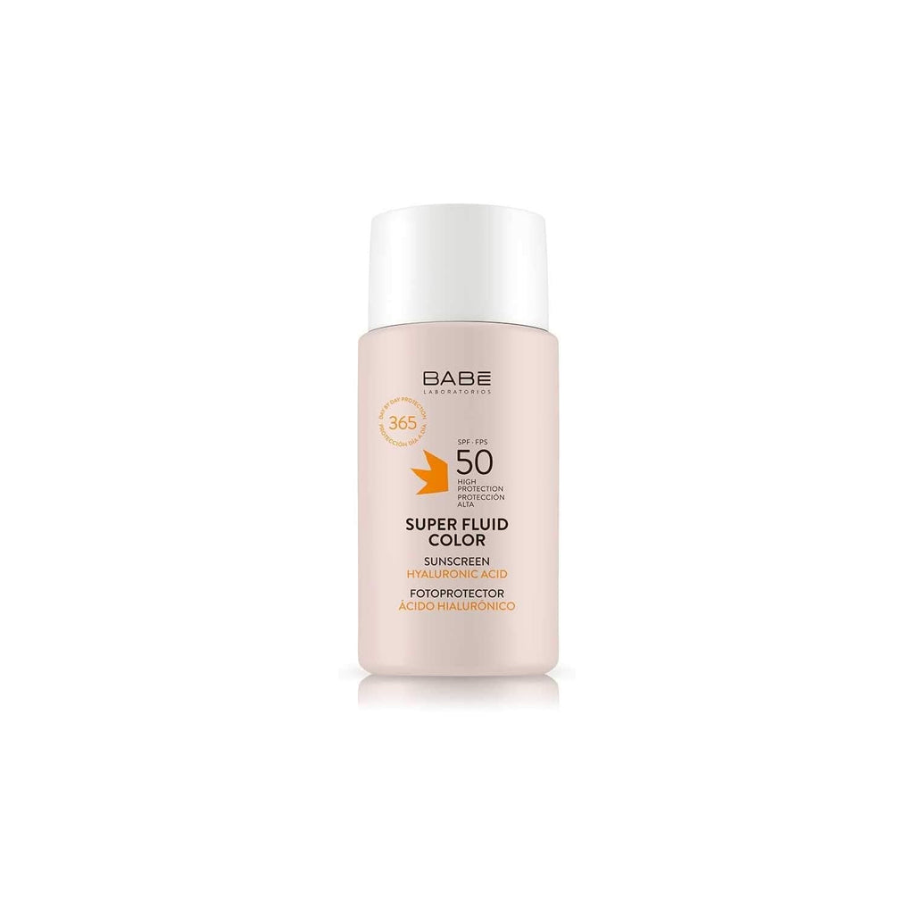 Babe Super Fluid Color Sunscreen SPF 50 – Tinted Facial Sunscreen for Sensitive Skin, Lightweight & Hydrating