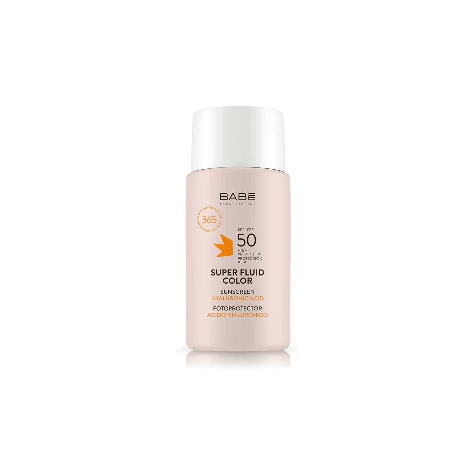 Babe Super Fluid Color Sunscreen SPF 50 – Tinted Facial Sunscreen for Sensitive Skin, Lightweight & Hydrating