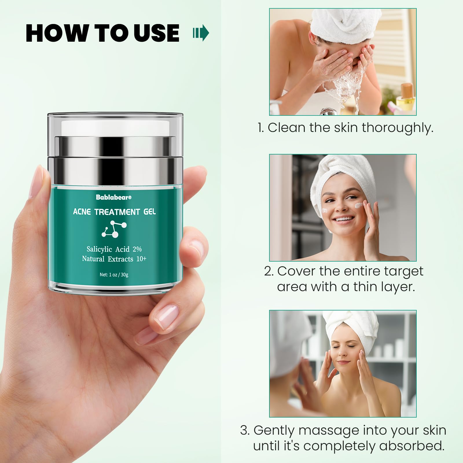 Bablabear 2% Salicylic Acid Acne Cream – Face, Back & Body (30g)