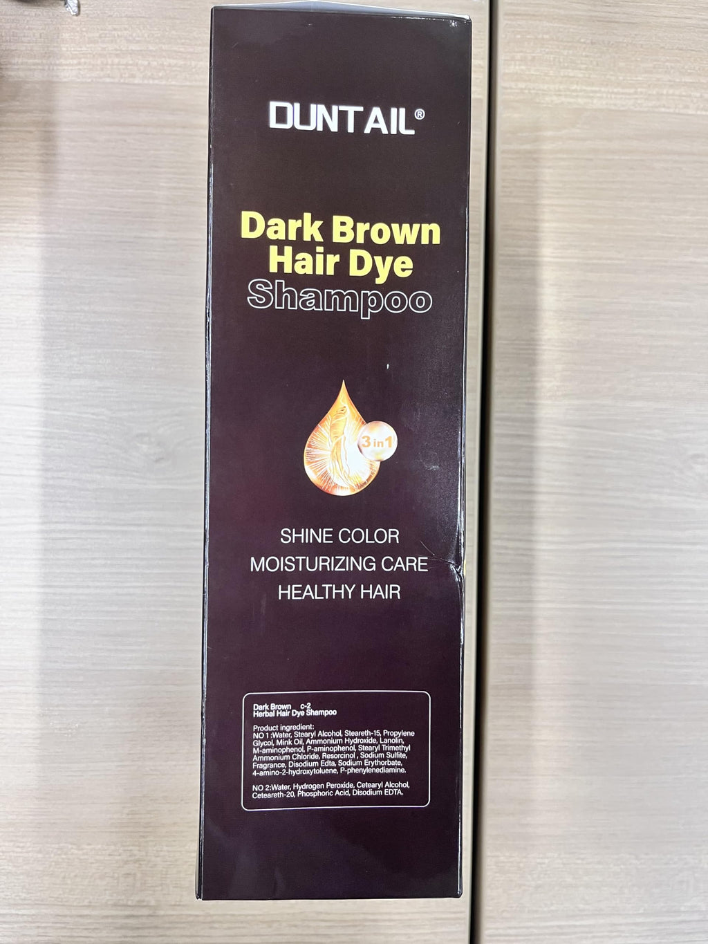 Bablabear DUNTAIL Chestnut Brown Hair Dye Shampoo 500ML – 3-in-1 Color Shampoo for Gray Hair