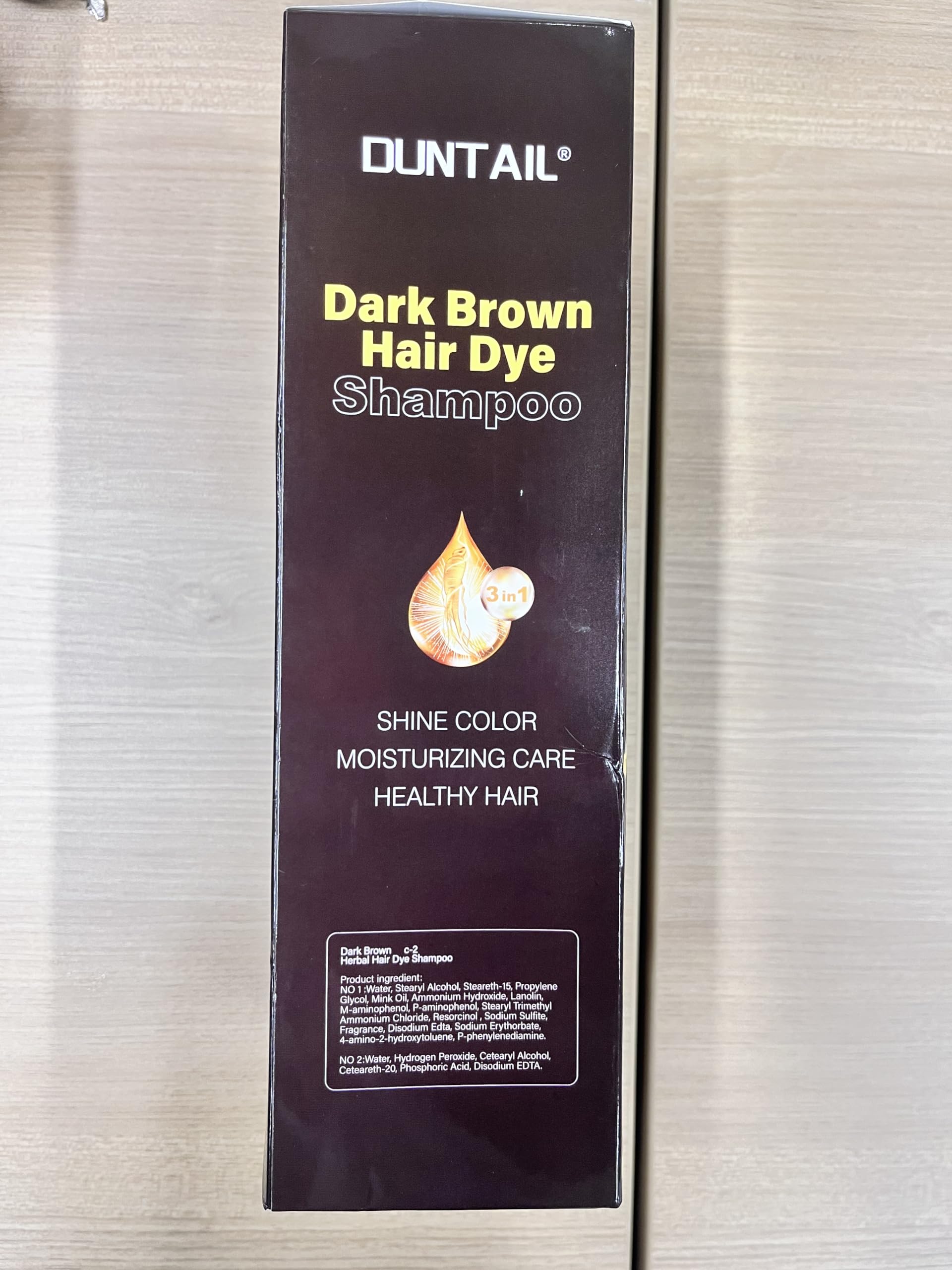 Bablabear DUNTAIL Chestnut Brown Hair Dye Shampoo 500ML – 3-in-1 Color Shampoo for Gray Hair