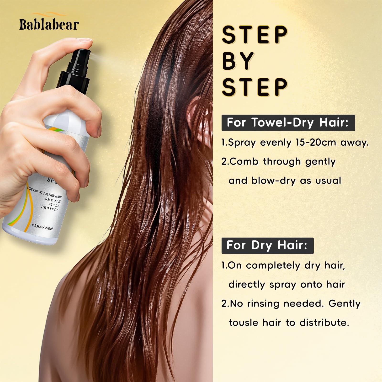 Bablabear Hair Thickening & Volumizing Spray – Instant Root Lift for Fine Hair | 250ml