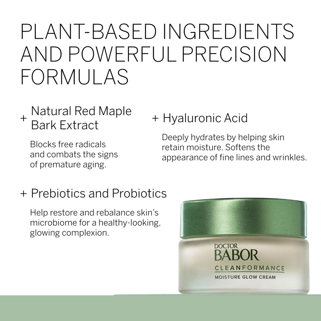 BABOR Cleanformance Moisture Glow Cream — Travel Daily Moisturizer with Prebiotics & Probiotics