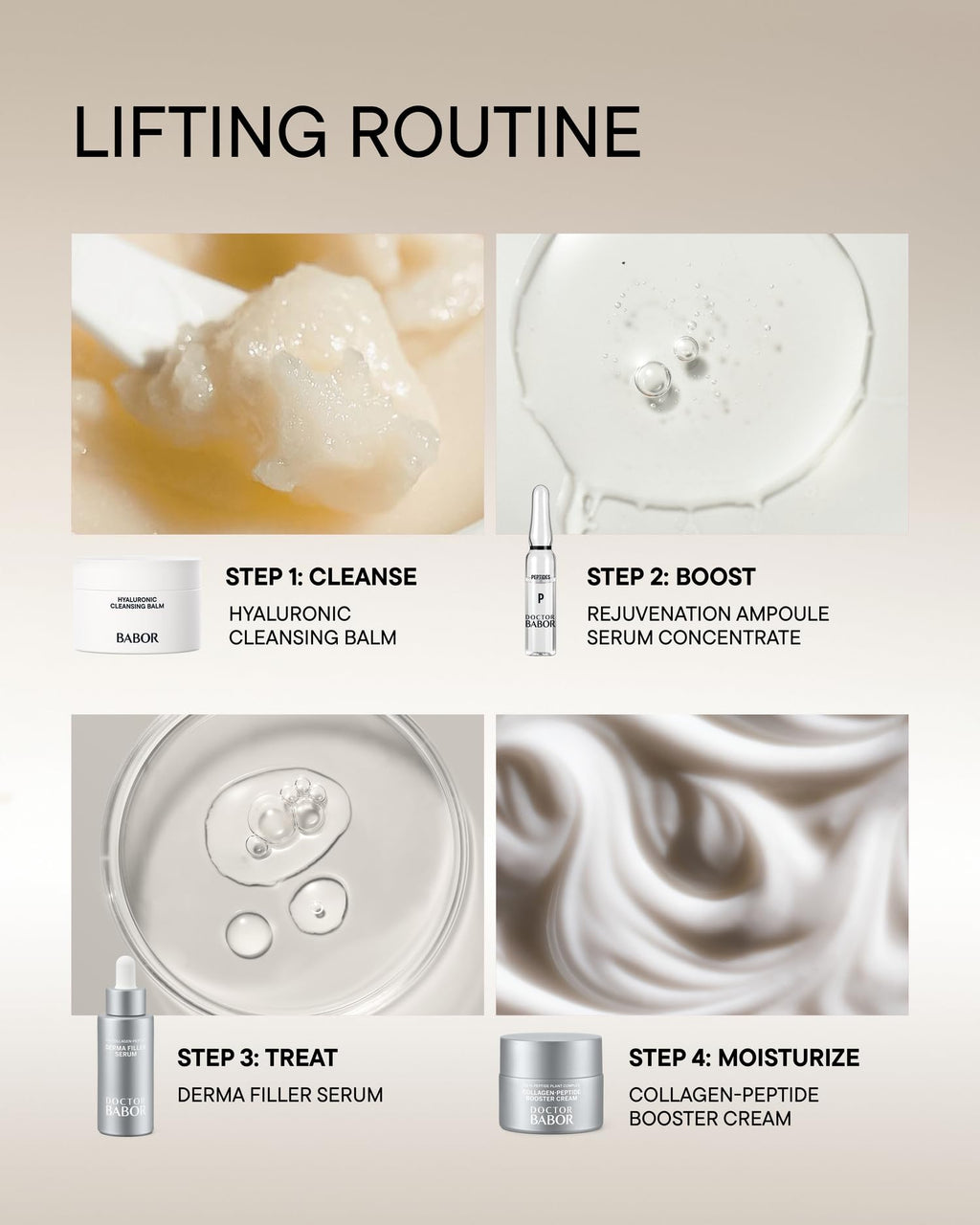 BABOR Collagen Peptide Booster Cream – Firming & Plumping Moisturizer with Hyaluronic Acid & Squalane | Day & Night