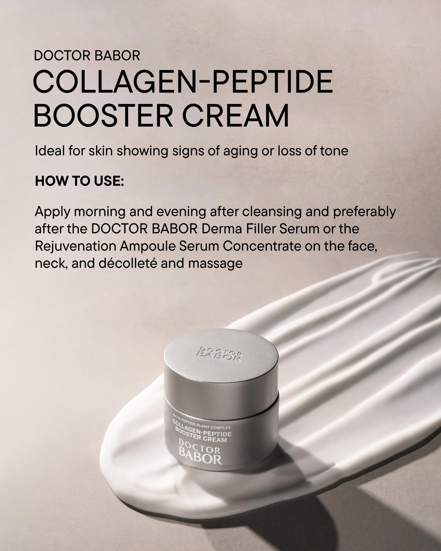 BABOR Collagen Peptide Booster Cream – Firming & Plumping Moisturizer with Hyaluronic Acid & Squalane | Day & Night