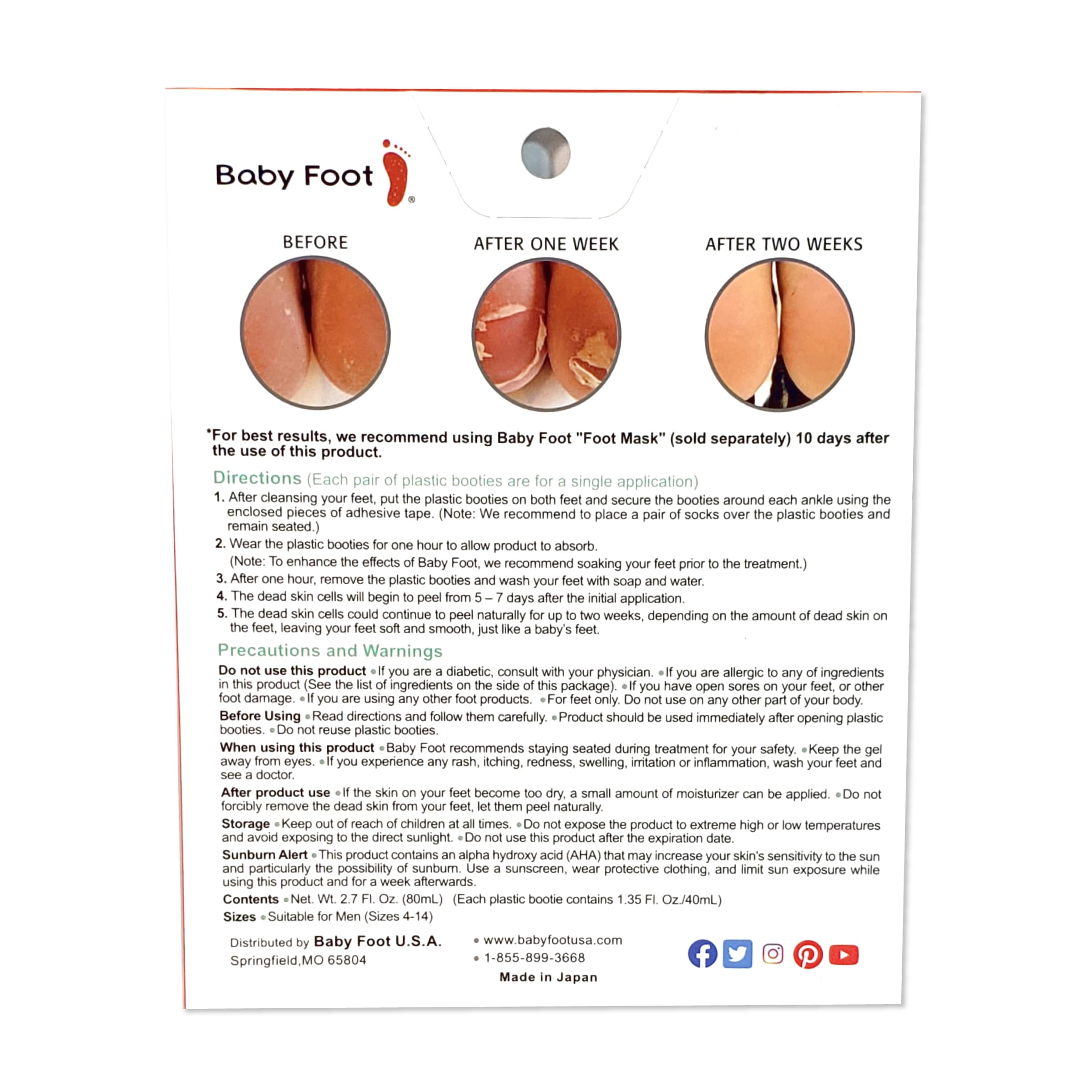 Baby Foot Original Foot Peel for Men – Spa‑At‑Home Foot Mask (Mint) 2.7 oz