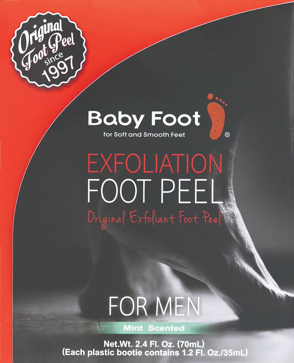 Baby Foot Original Foot Peel for Men – Spa‑At‑Home Foot Mask (Mint) 2.7 oz