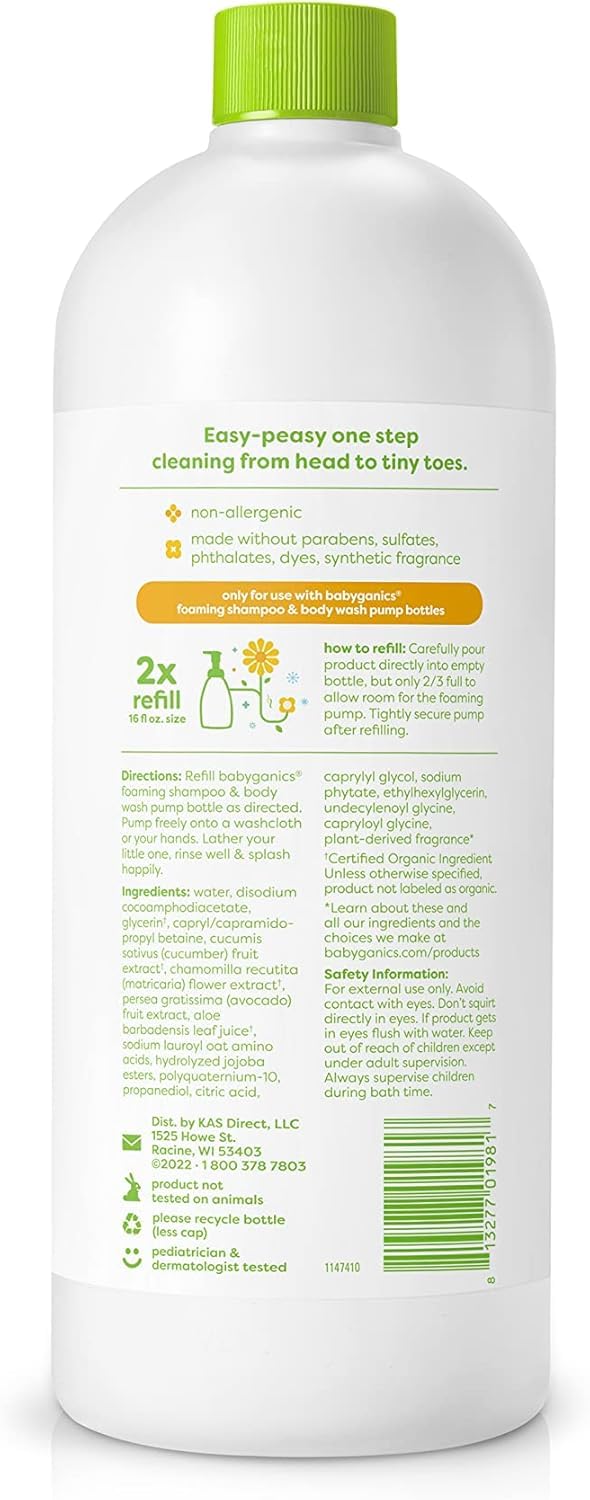 BabyGanics Chamomile Verbena Shampoo & Body Wash Refill – 32 Fl Oz