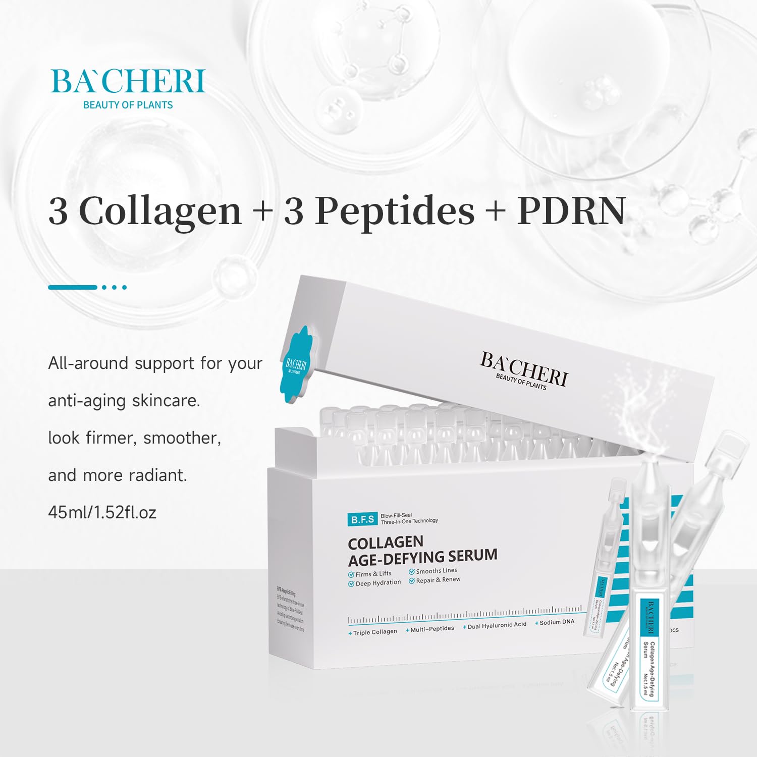 BACHERI Collagen Peptide Anti-Aging Serum with PDRN – Triple Collagen Ampoule Set