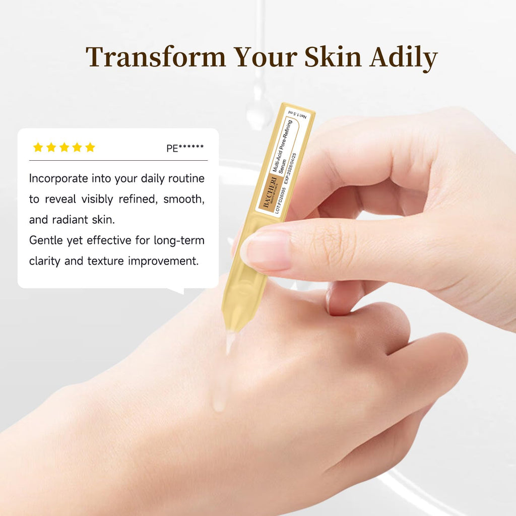 BACHERI Pore Minimizer & Resurfacing Ampoules – 30 x 1.5ml Niacinamide, AHAs & Hyaluronic