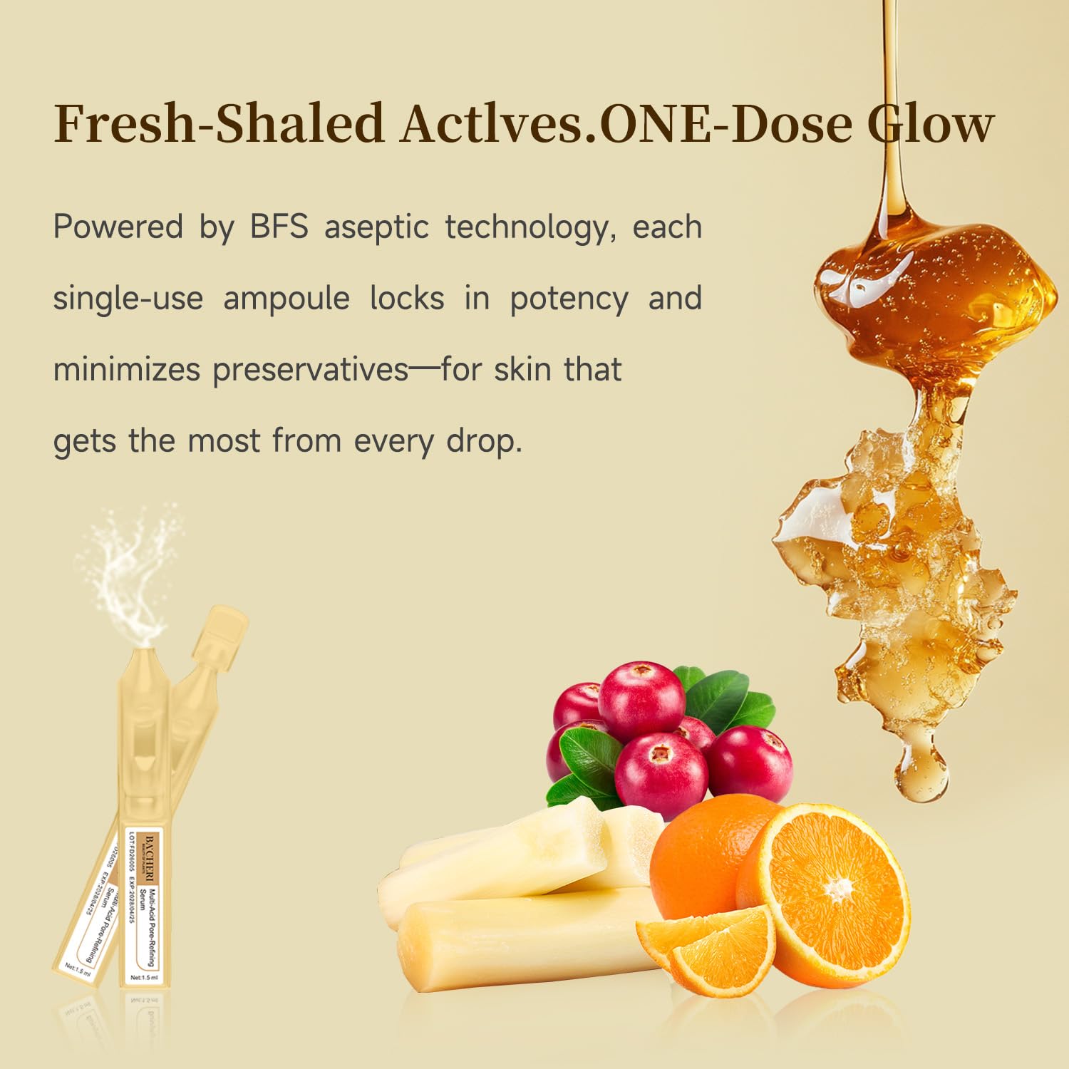 BACHERI Pore Minimizer & Resurfacing Ampoules – 30 x 1.5ml Niacinamide, AHAs & Hyaluronic
