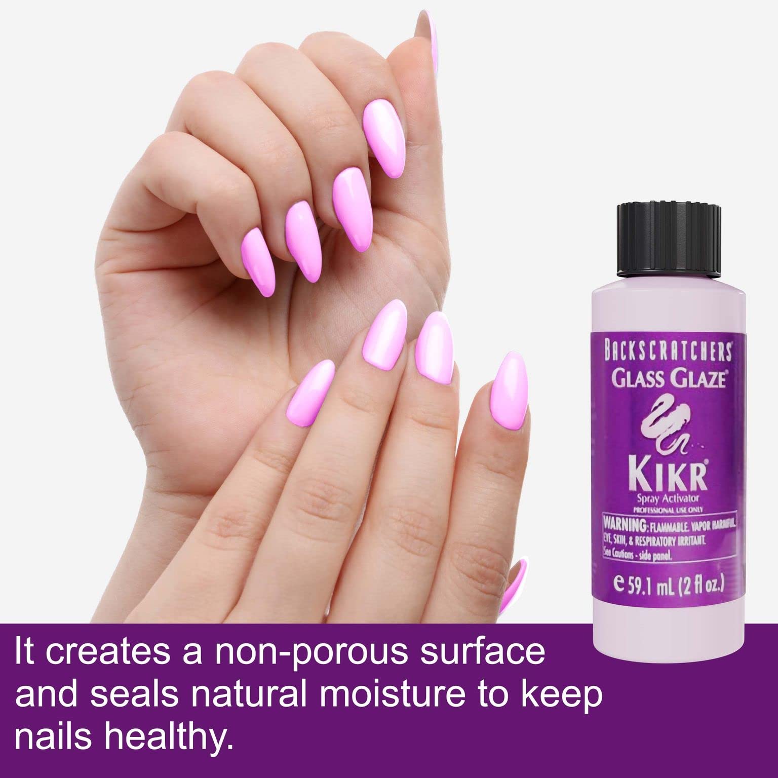 Backscratchers Kikr Activator - Quick Dry Nail Resin Mist for Manicure & Wraps - 2 oz