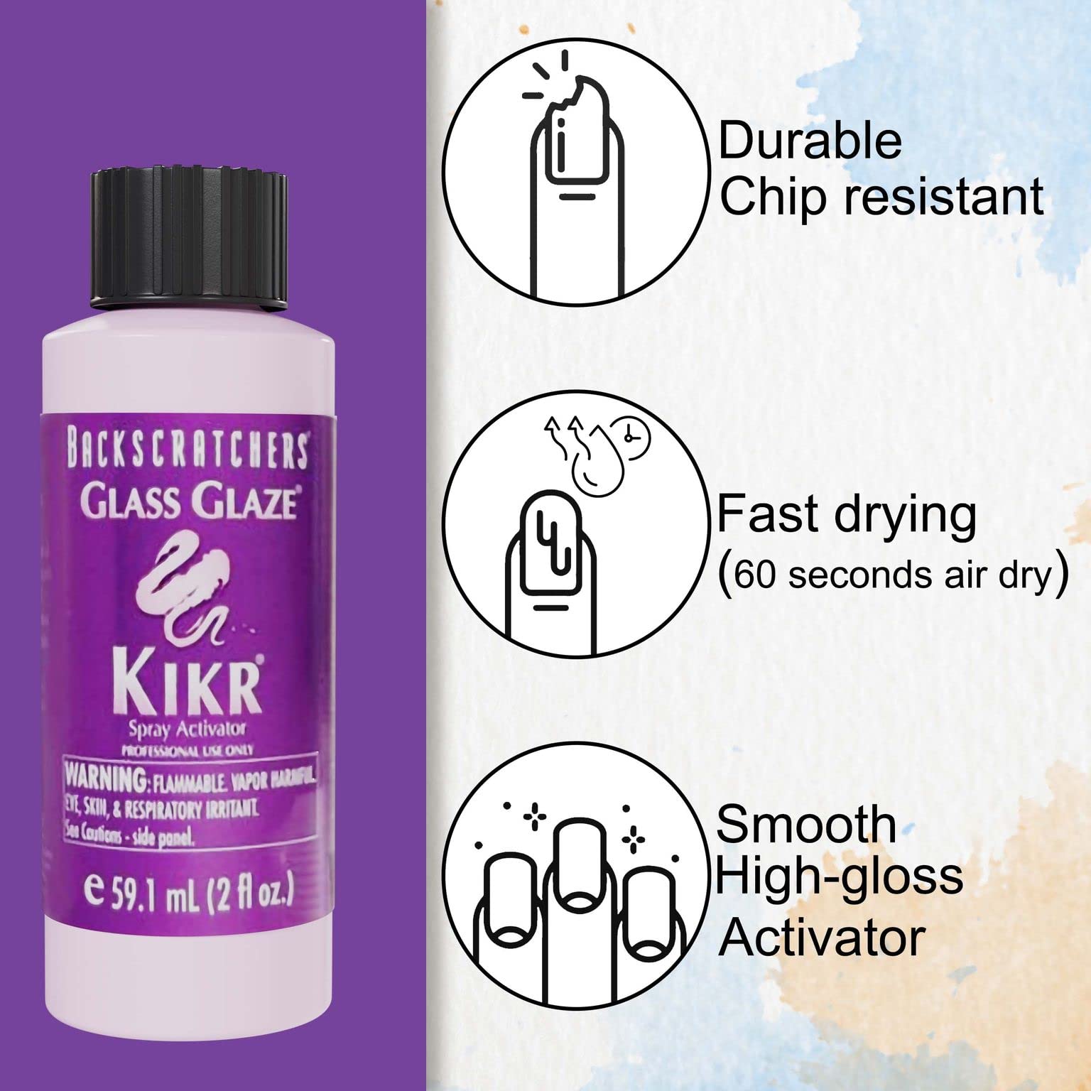 Backscratchers Kikr Activator - Quick Dry Nail Resin Mist for Manicure & Wraps - 2 oz