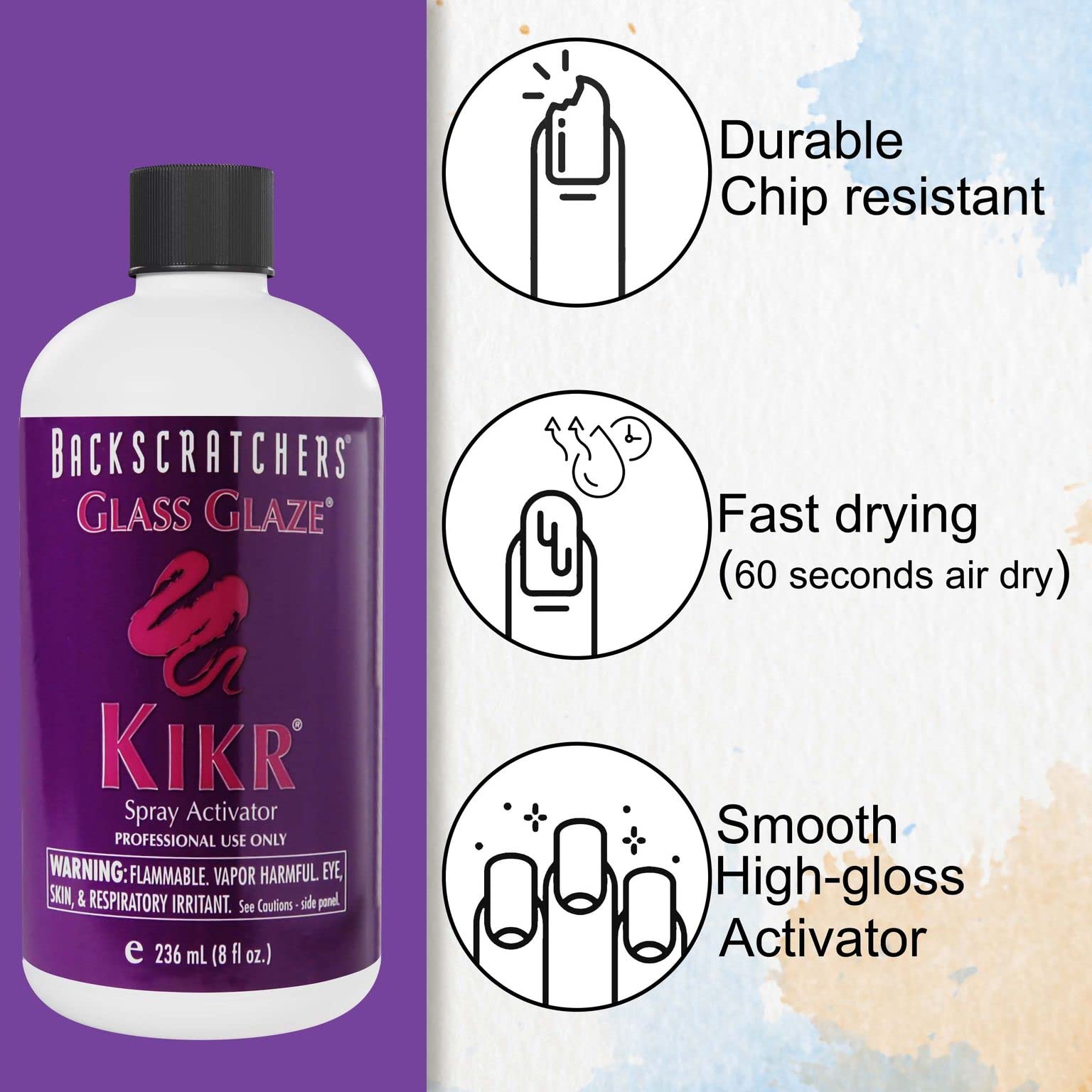 BackScratchers Kikr Spray Activator - Nail Fiberglass & Silk Wrap Extension - 8 oz
