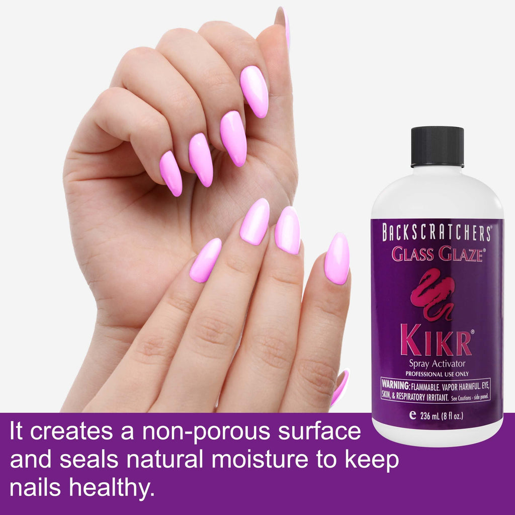 BackScratchers Kikr Spray Activator - Nail Fiberglass & Silk Wrap Extension - 8 oz