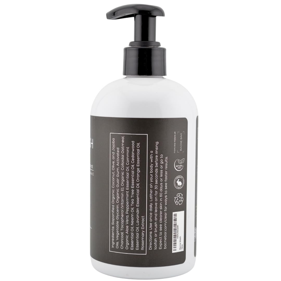 Bacne Bar Bacne Wash – All-Natural Back Acne Cleanser with Charcoal, Tea Tree & Jojoba